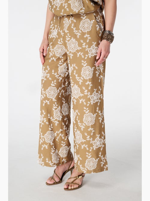MS MODE Pantalon Pantalon wide leg avec imprimé - Kiabi