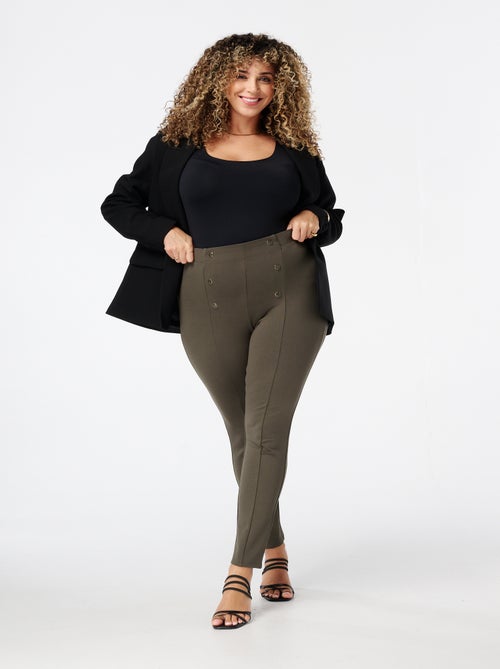 MS MODE Pantalon Tregging avec boutons décoratifs - Kiabi