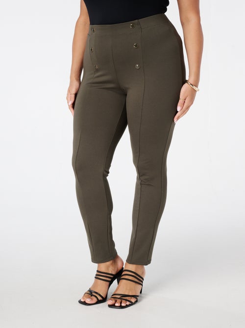 MS MODE Pantalon Tregging avec boutons décoratifs - Kiabi