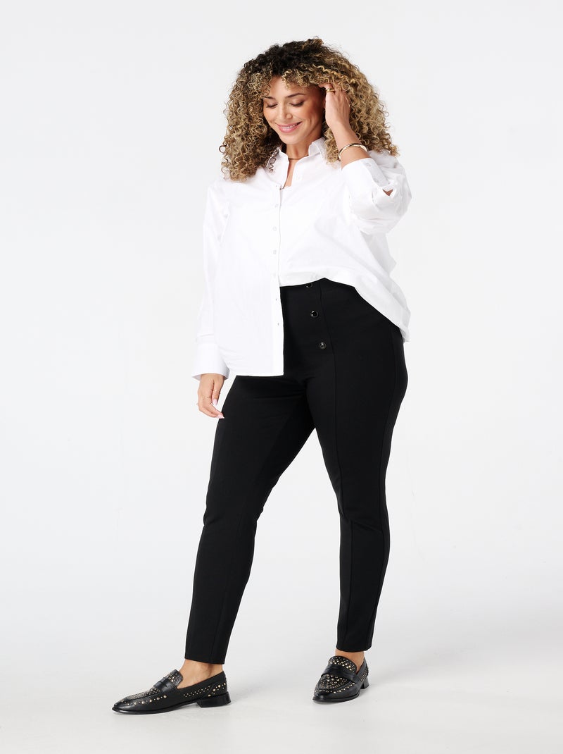 MS MODE Pantalon Tregging avec boutons décoratifs Noir Noir - Kiabi