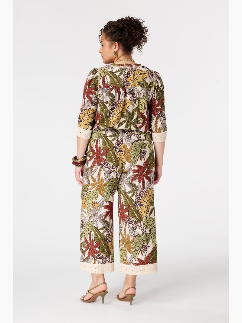 Ms mode pantalon trois quarts avec imprimé Vert olive - Kiabi