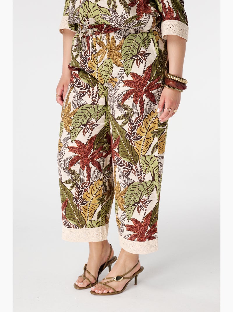 Ms mode pantalon trois quarts avec imprimé Vert olive - Kiabi
