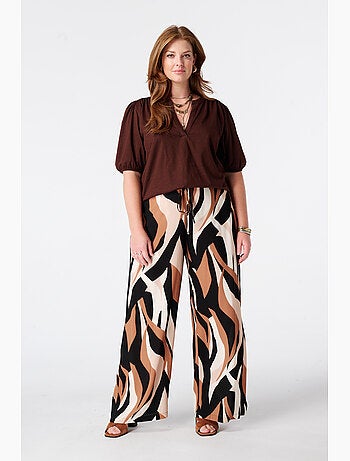 Ms mode pantalon wide leg à imprimé