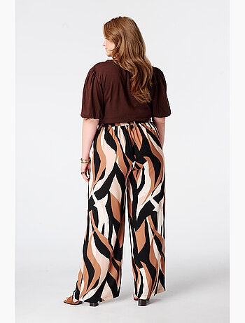 Ms mode pantalon wide leg à imprimé