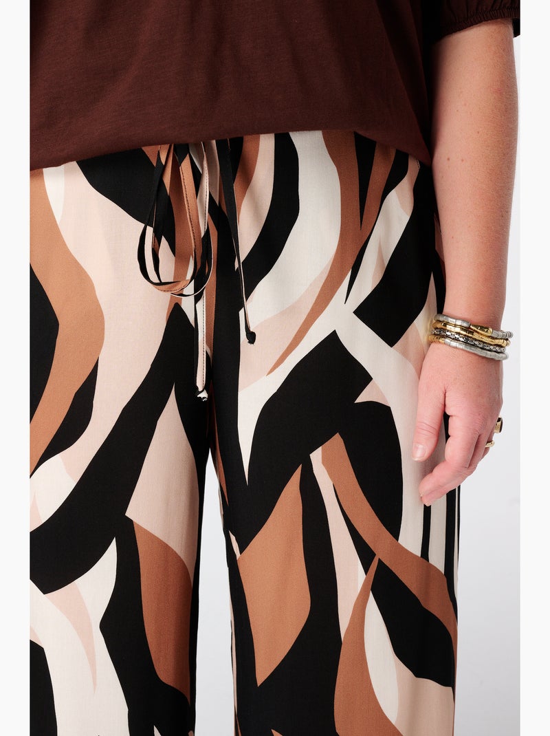 Ms mode pantalon wide leg à imprimé Marron/Multicolore - Kiabi