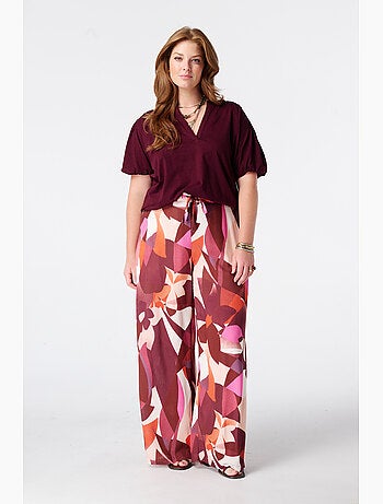 Ms mode pantalon wide leg à imprimé