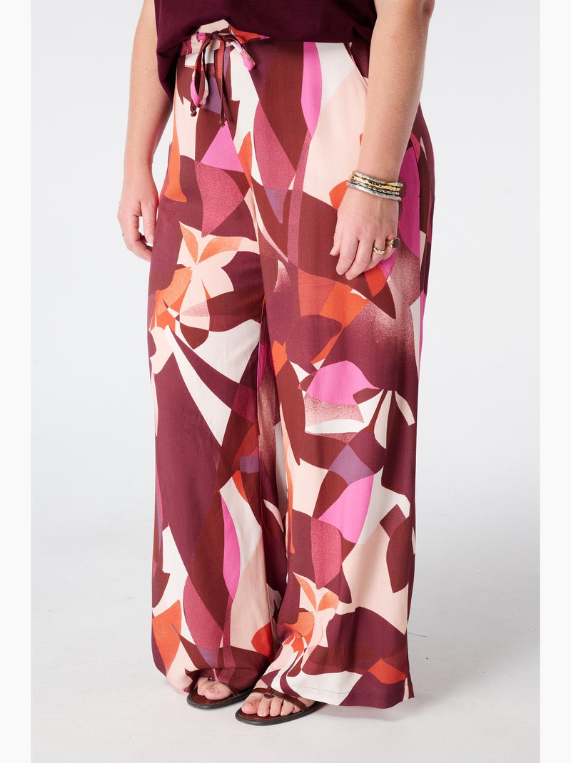 Ms mode pantalon wide leg à imprimé Orange - Kiabi