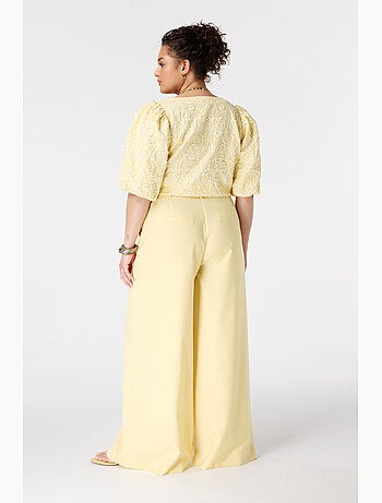 Ms mode pantalon wide leg avec coutures décoratives