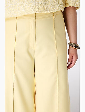 Ms mode pantalon wide leg avec coutures décoratives