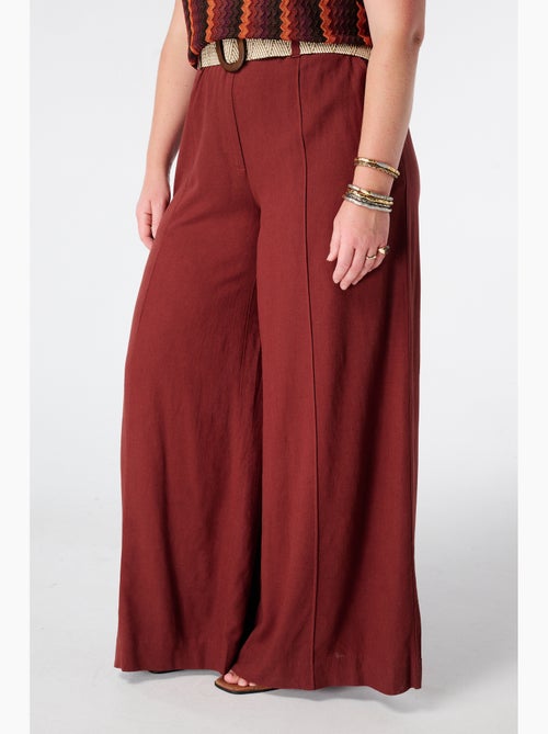 Ms mode pantalon wide leg en lin avec ceinture - Kiabi Ms mode pantalon wide leg en lin avec ceinture - Kiabi