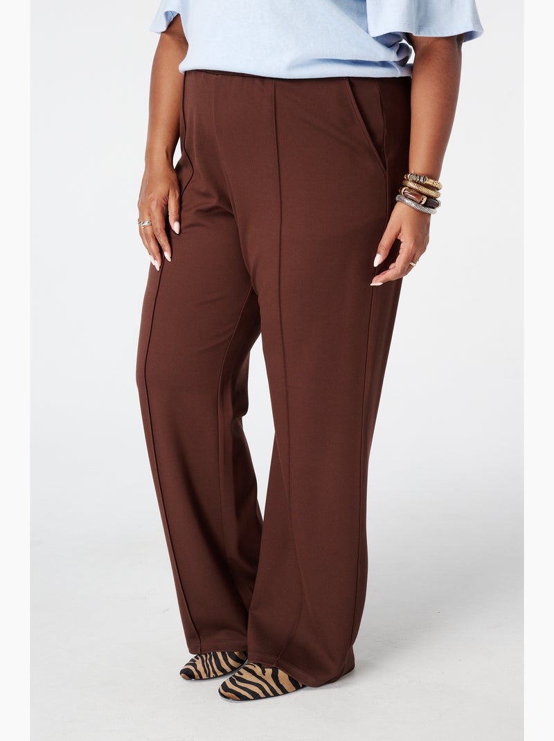 Ms mode pantalon wide leg Marron chocolat - Kiabi