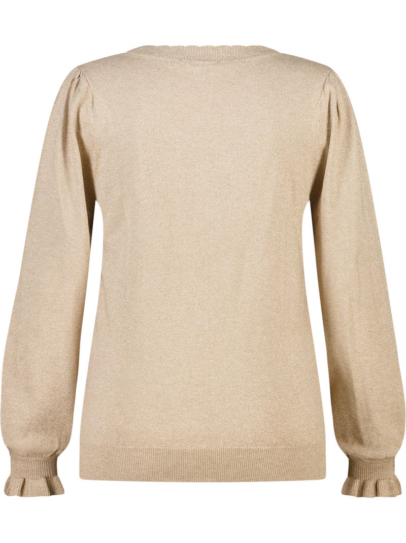 Ms mode pull à col v Taupe - Kiabi