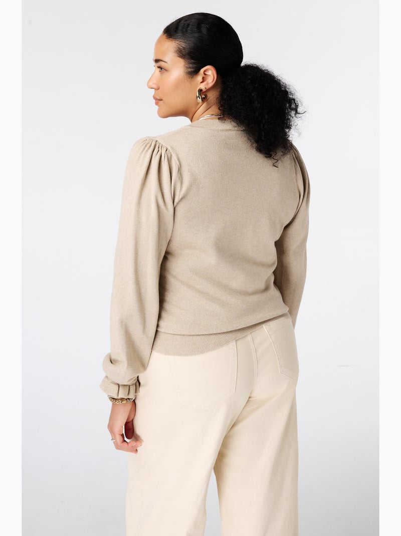 Ms mode pull à col v Taupe - Kiabi
