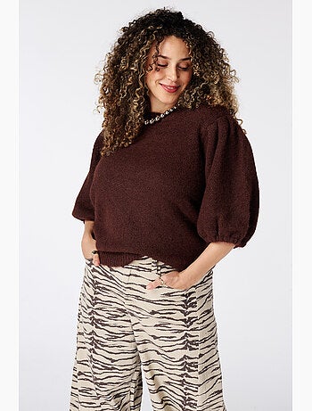 Ms mode pull à manches courtes bouffantes