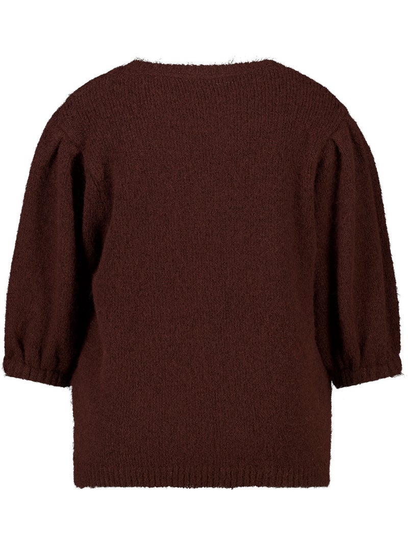 Ms mode pull à manches courtes bouffantes Marron - Kiabi