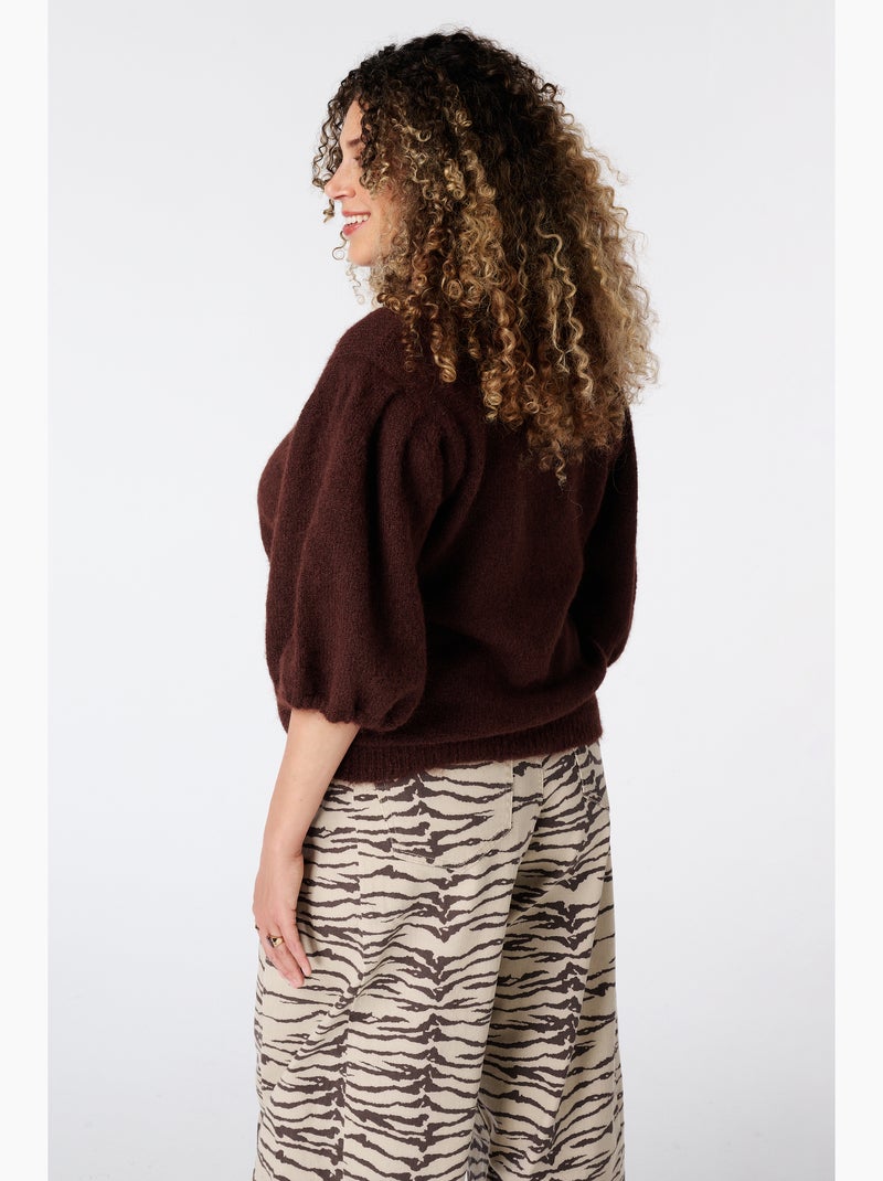 Ms mode pull à manches courtes bouffantes Marron - Kiabi