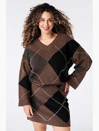 Ms mode pull à motif à losanges