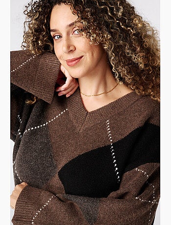 Ms mode pull à motif à losanges