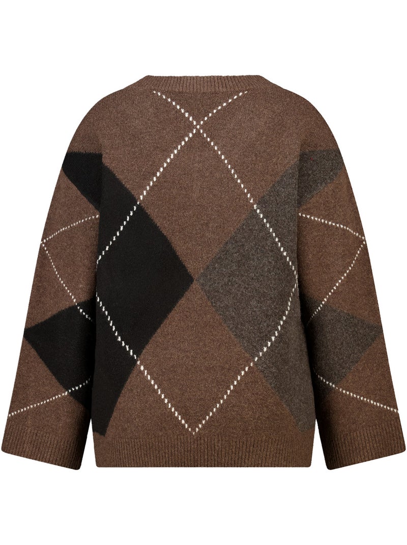 Ms mode pull à motif à losanges Marron - Kiabi