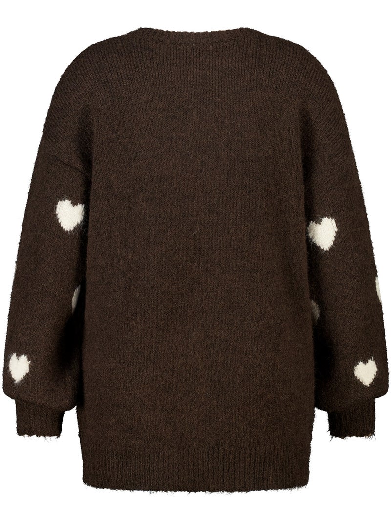 Ms mode pull à motif cœurs Marron - Kiabi