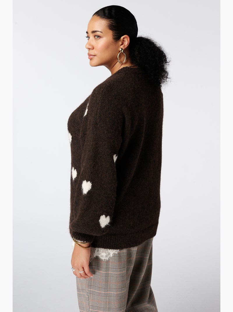 Ms mode pull à motif cœurs Marron - Kiabi