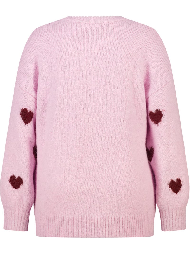 Ms mode pull à motif cœurs Rose saumon - Kiabi
