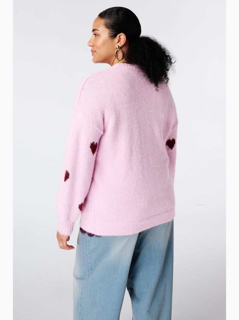 Ms mode pull à motif cœurs Rose saumon - Kiabi