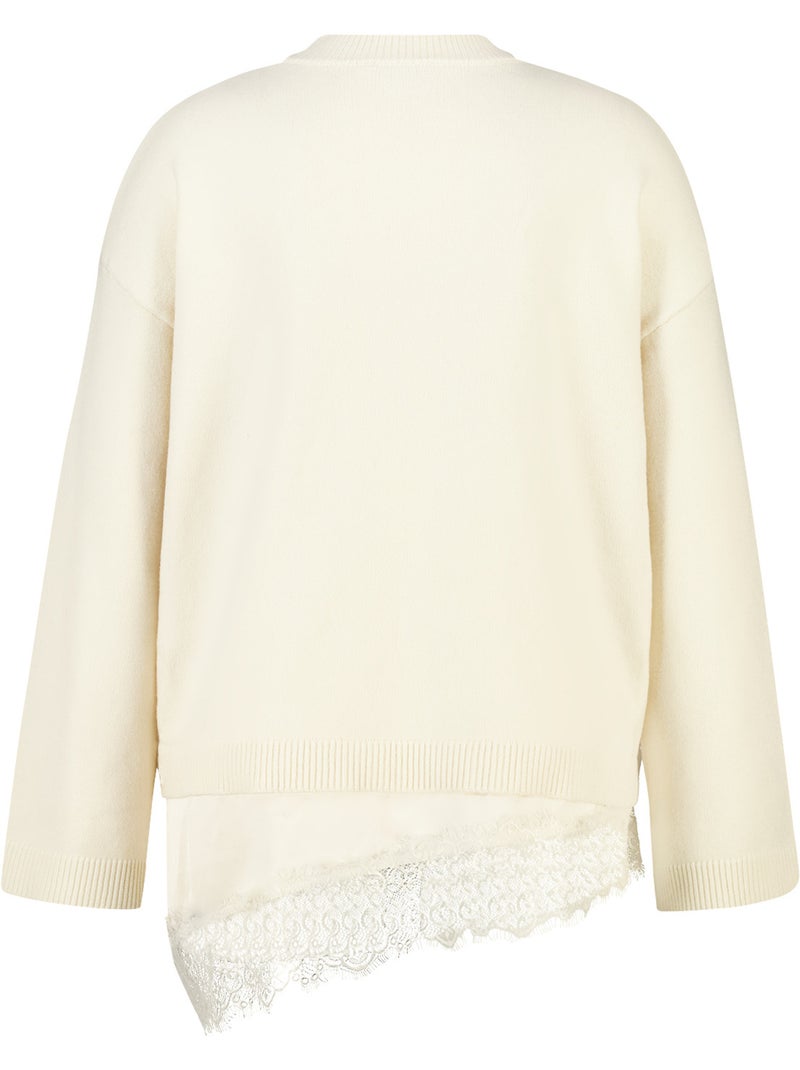 Ms mode pull avec dentelle Blanc cassé - Kiabi