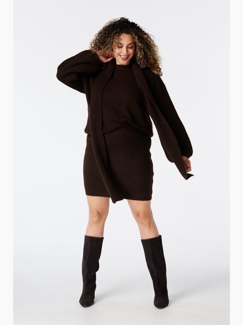 Ms mode pull avec écharpe assortie Marron - Kiabi