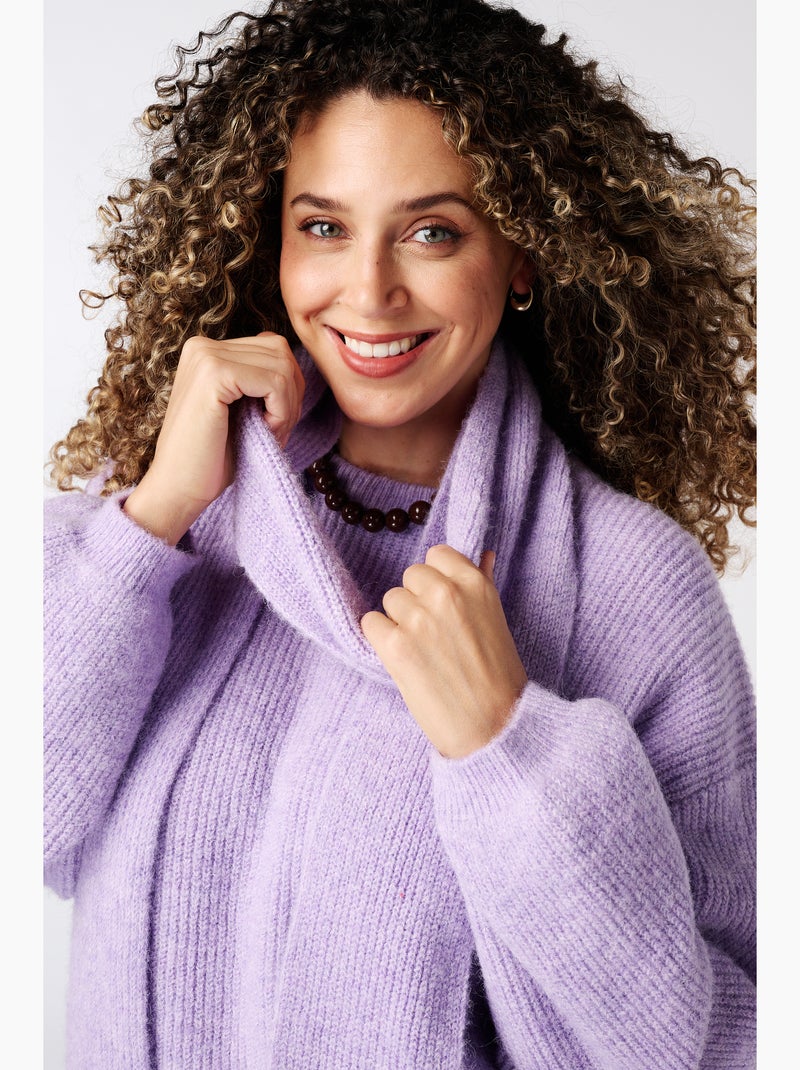 Ms mode pull avec écharpe assortie Violet clair - Kiabi