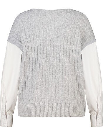 Ms mode pull avec manches de blouse contrastantes