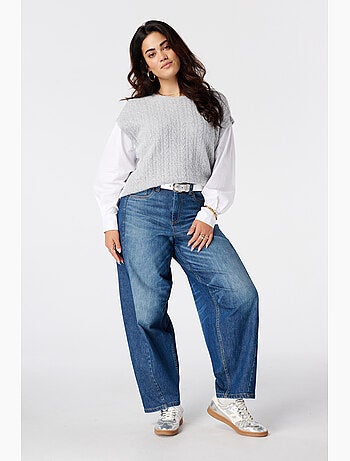 Ms mode pull avec manches de blouse contrastantes