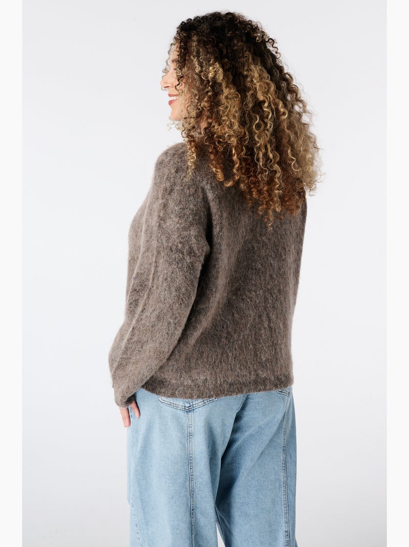 Ms mode pull avec mohair Taupe - Kiabi