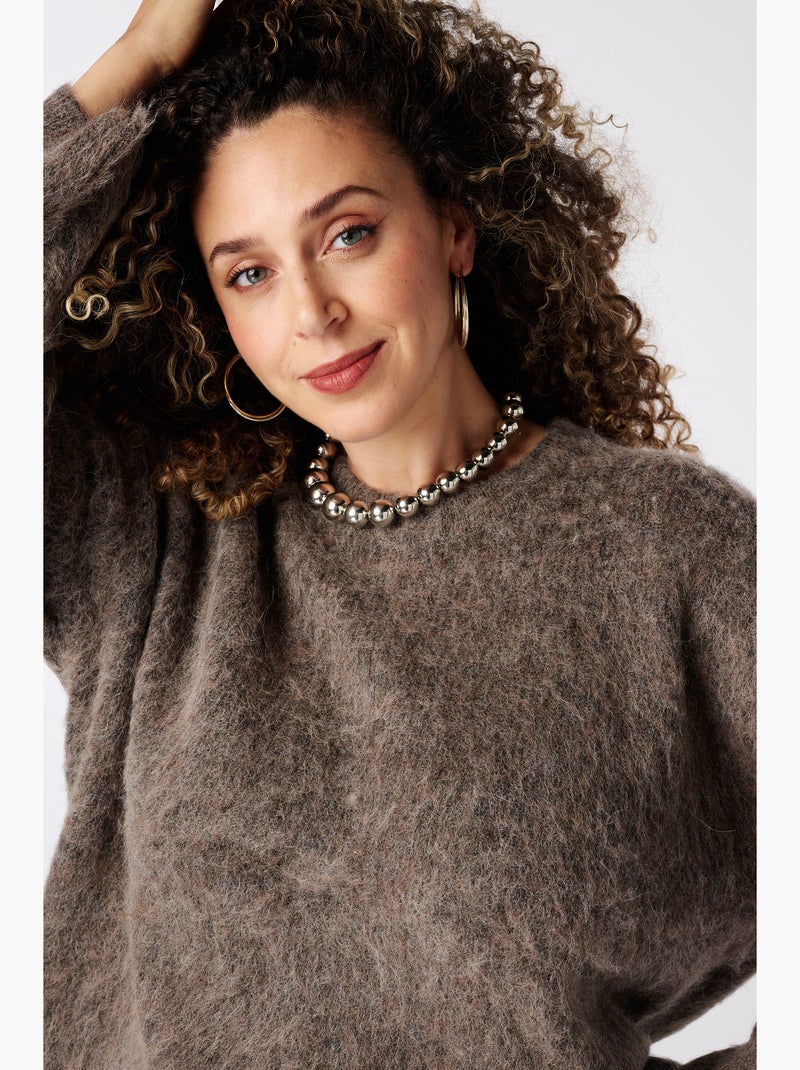 Ms mode pull avec mohair Taupe - Kiabi