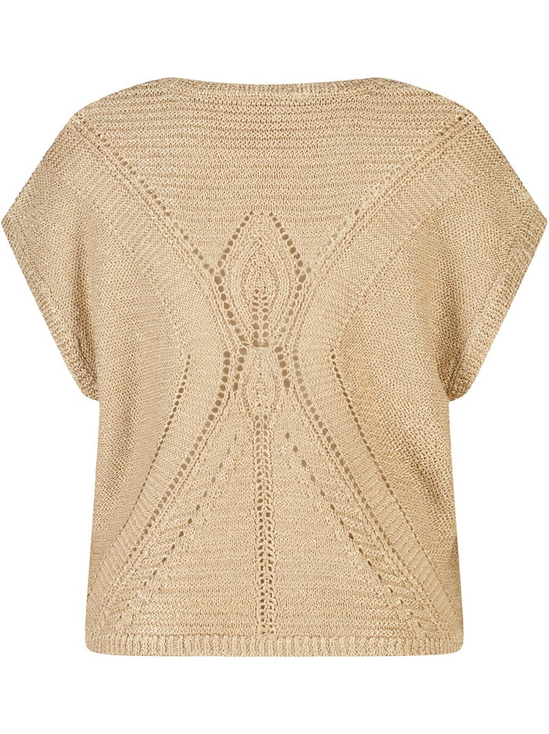 Ms mode pull en crochet à manches courtes Beige sable - Kiabi