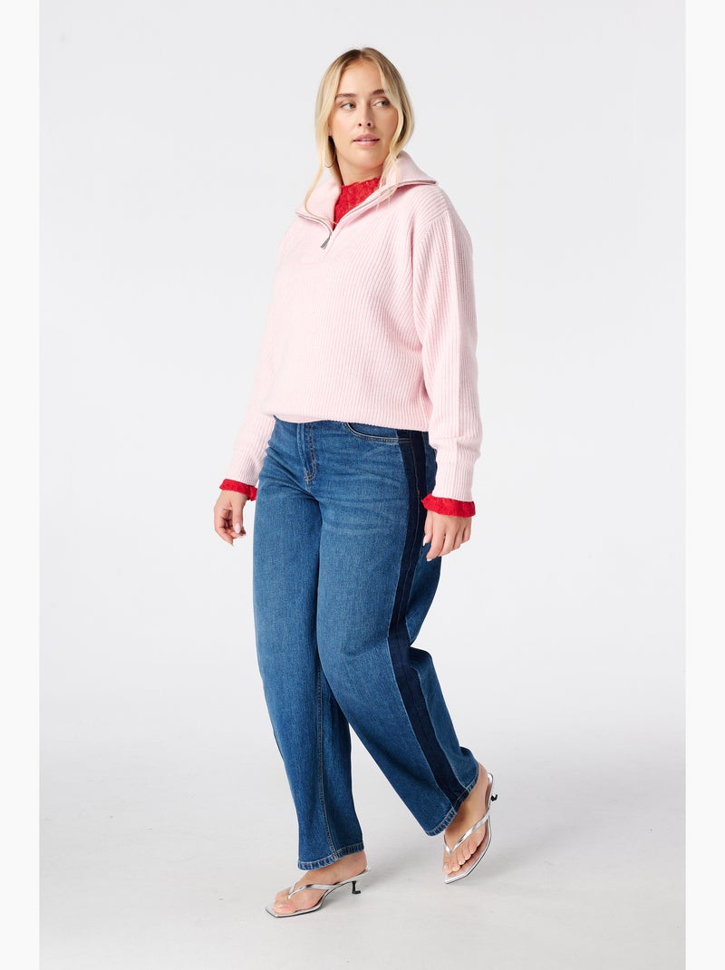Ms mode pull en maille côtelée Rose clair - Kiabi