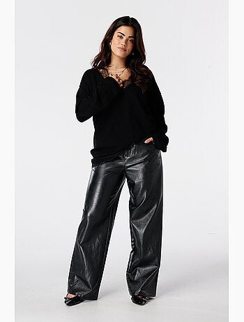 Ms mode pull en maille fine avec dentelle