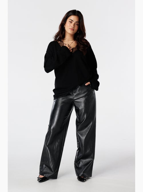 Ms mode pull en maille fine avec dentelle - Kiabi