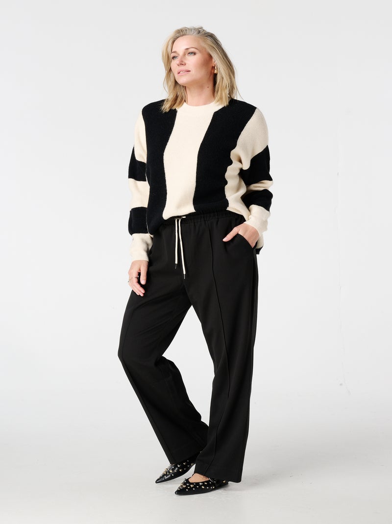 MS MODE Pull Gilet à rayures contrastantes Noir Blanc - Kiabi