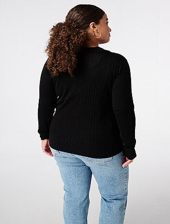 MS MODE Pull Polo en maille avec boutons