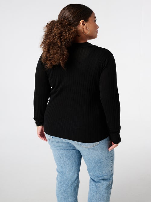 MS MODE Pull Polo en maille avec boutons - Kiabi