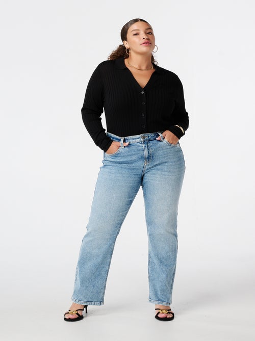 MS MODE Pull Polo en maille avec boutons - Kiabi