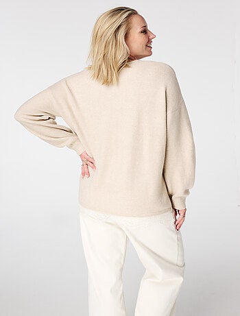 MS MODE Pull Pull à col en V avec bas en dentelle