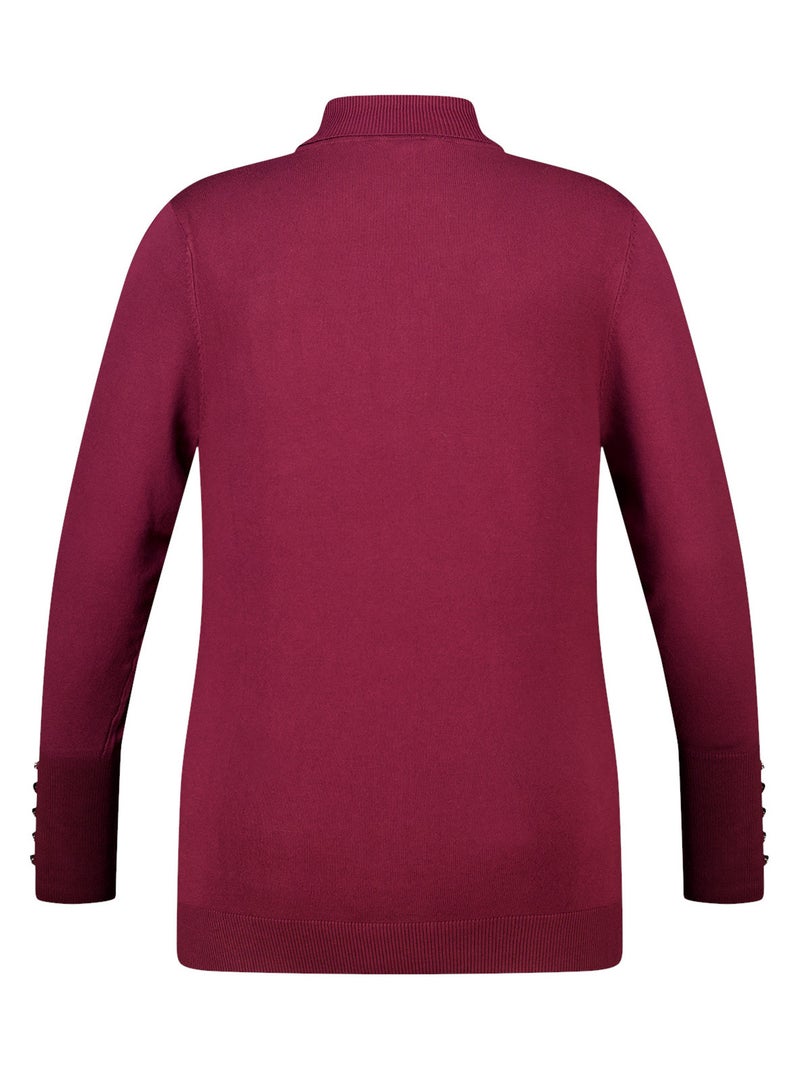 MS MODE Pull Pull à col roulé et boutons décoratifs Rose foncé - Kiabi