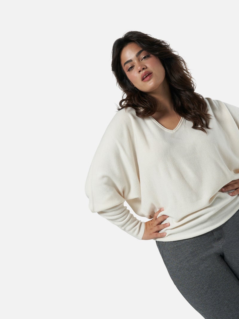 MS MODE Pull Pull à manches chauve-souris Blanc cassé - Kiabi