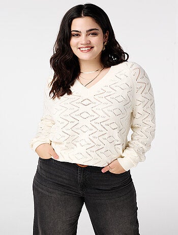 MS MODE Pull Pull à motif ajouré