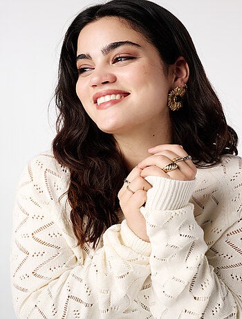 MS MODE Pull Pull à motif ajouré