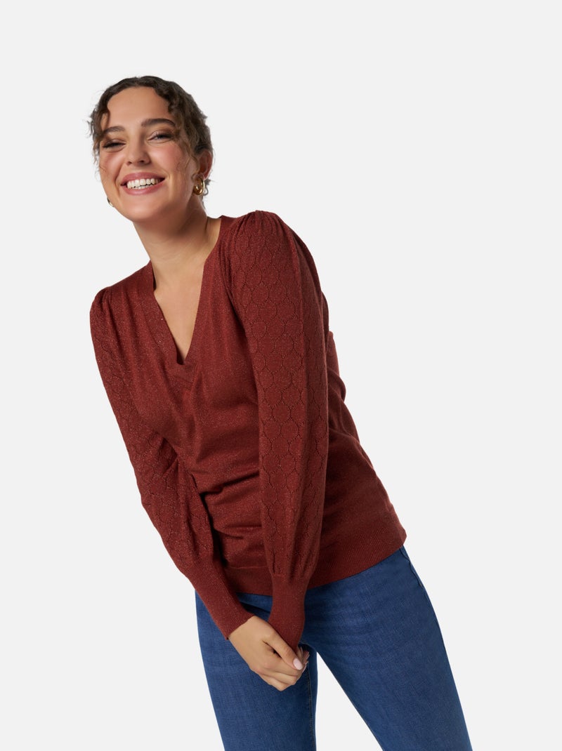 MS MODE Pull Pull à paillettes Rouge brique - Kiabi