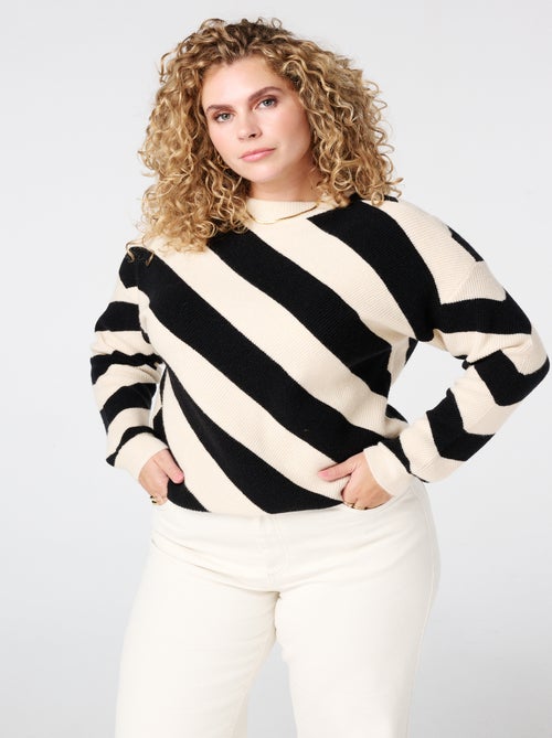 MS MODE Pull Pull à rayures diagonales - Kiabi
