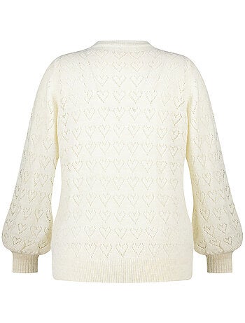 MS MODE Pull Pull ajouré avec motif cœurs